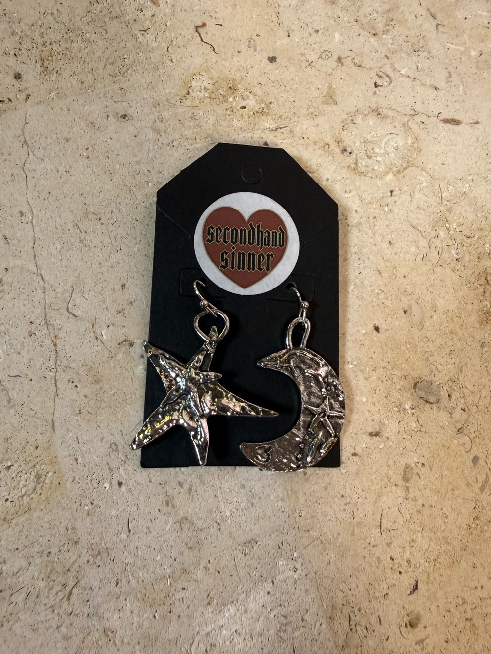 Silver Celestial Star & Moon Statement Earrings